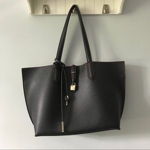 Tutilo Black Vegan Leather Structured Tote